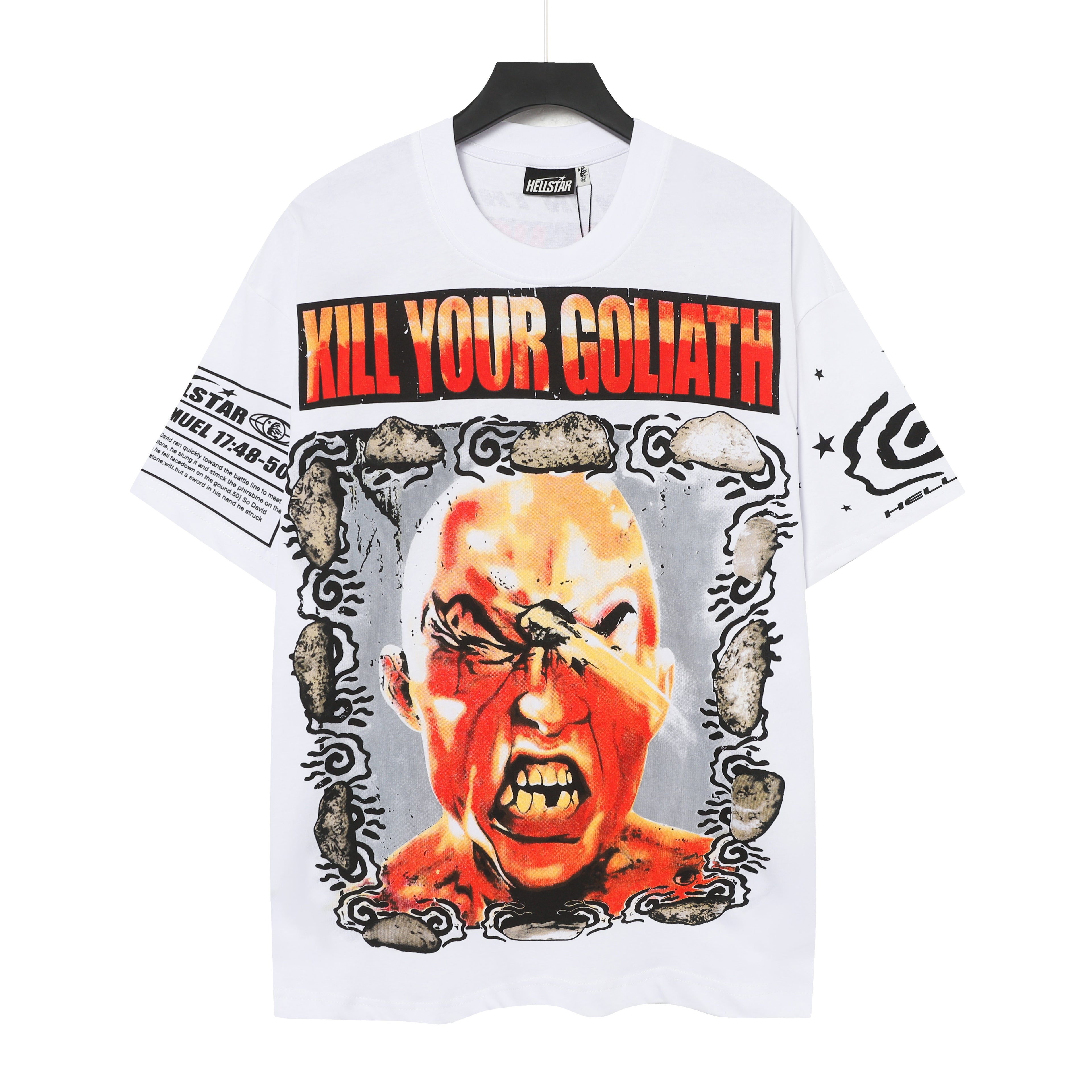 HS8003Hellstar Powered By The Star Retro Print T‑Shirt