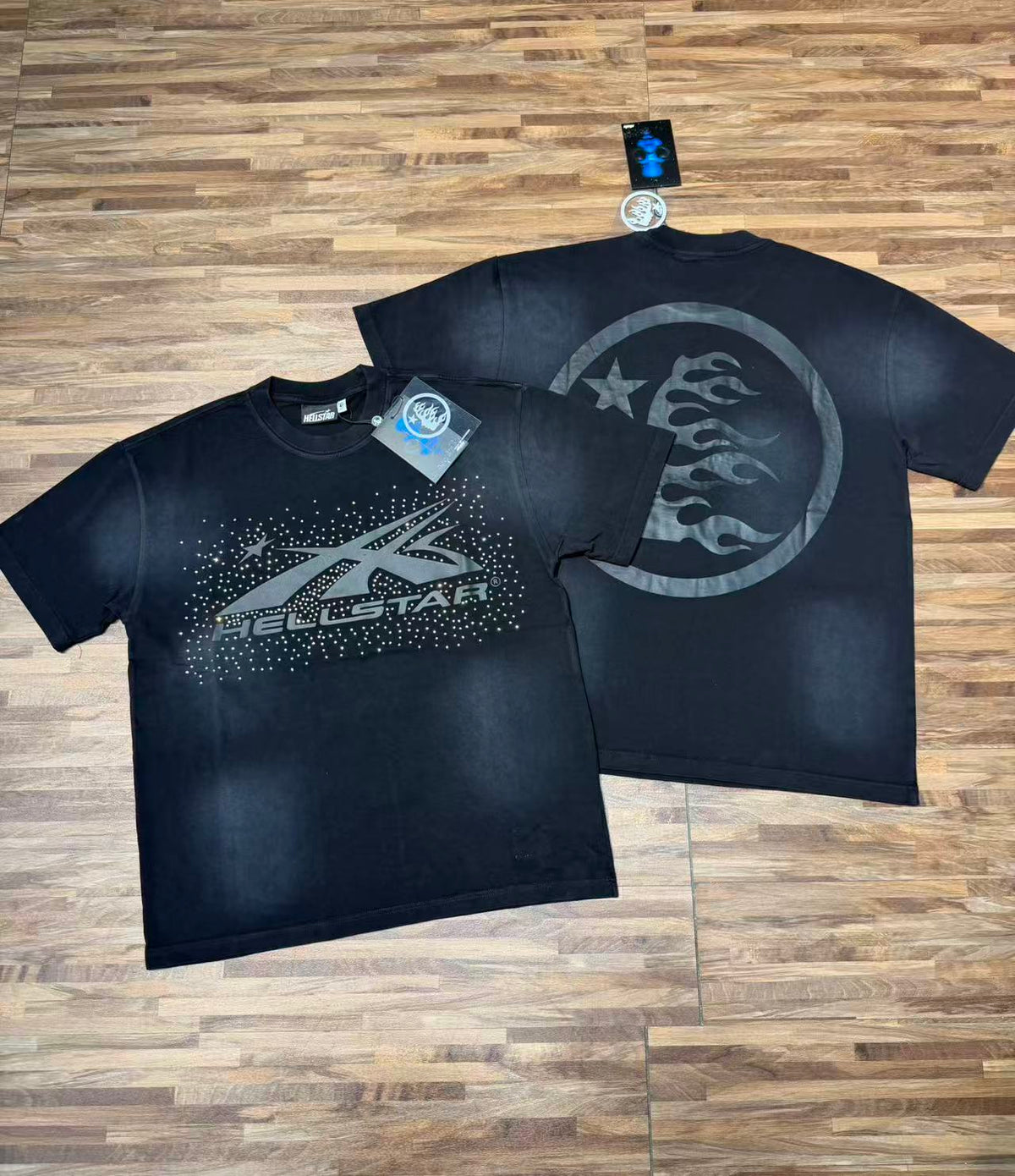 HS8019 Hellstar Abstract Flame Graphic Heavyweight T‑Shirt