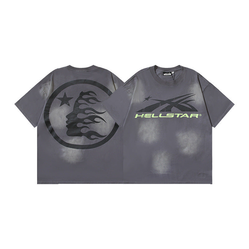 HS8017 Hellstar Abstract Flame Graphic Heavyweight T‑Shirt