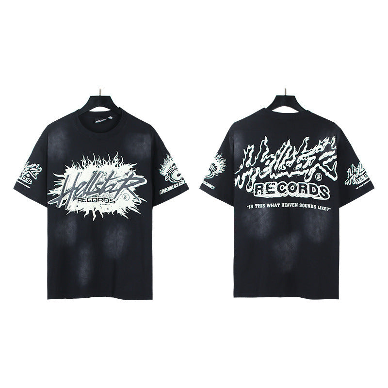 HS8017 Hellstar Abstract Flame Graphic Heavyweight T‑Shirt