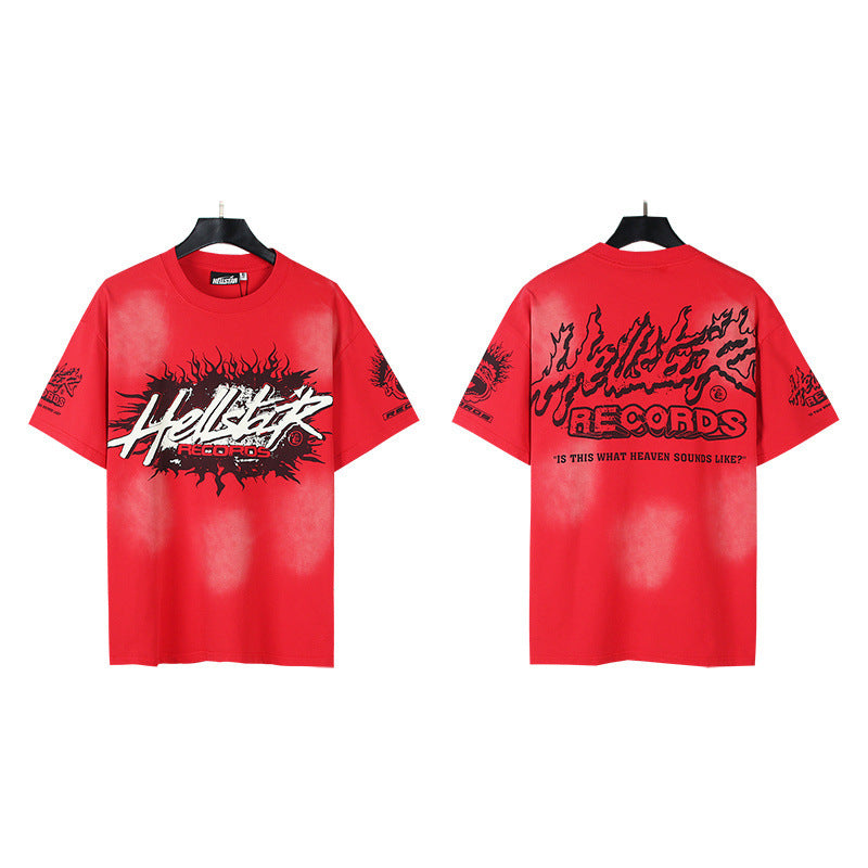 HS8017 Hellstar Abstract Flame Graphic Heavyweight T‑Shirt