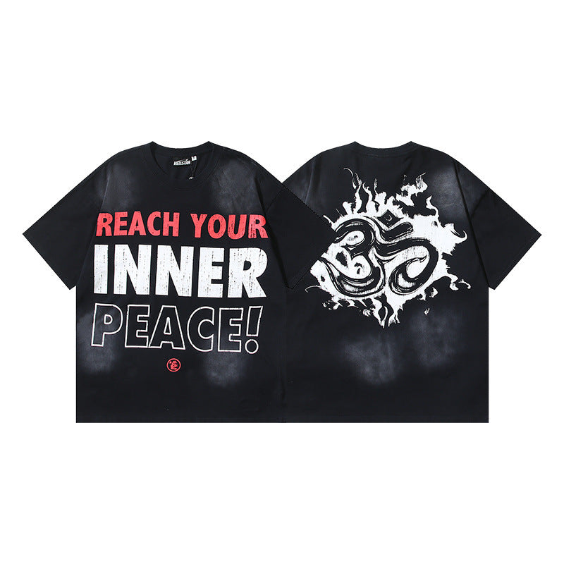 HS8017 Hellstar Abstract Flame Graphic Heavyweight T‑Shirt