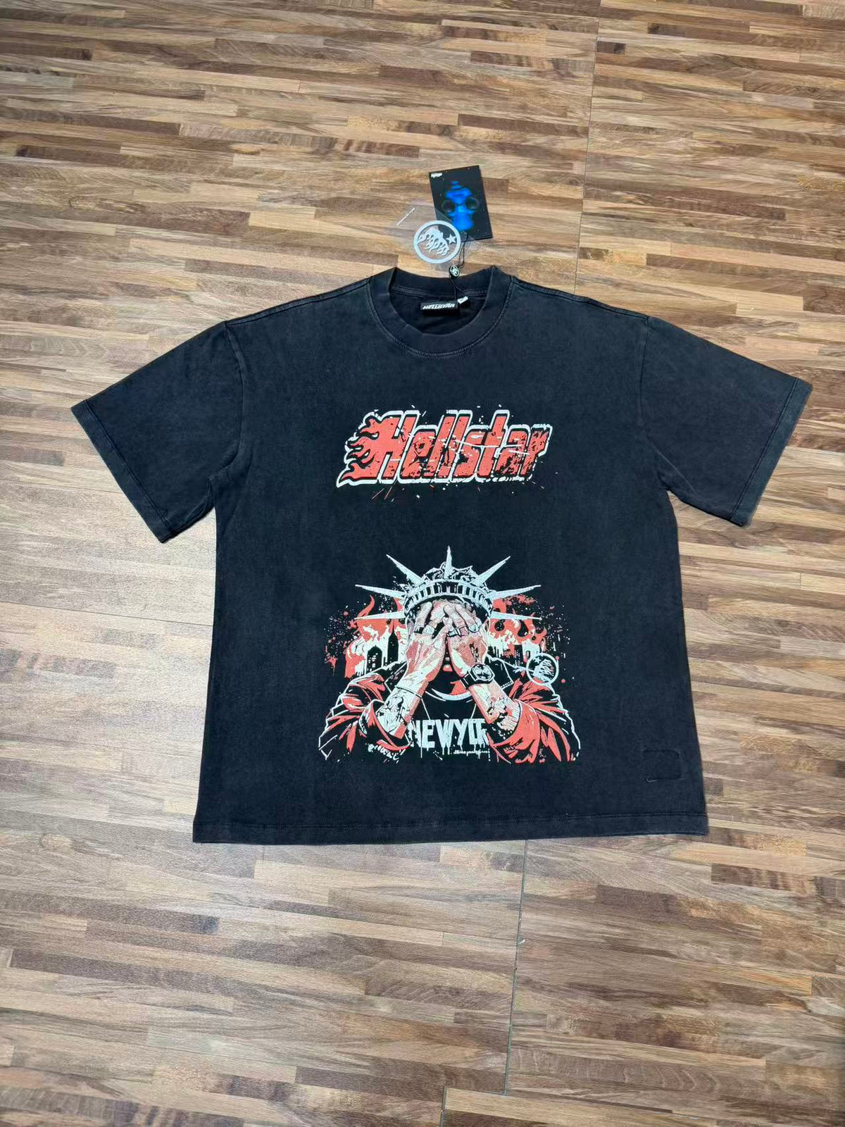 HS8019 Hellstar Abstract Flame Graphic Heavyweight T‑Shirt