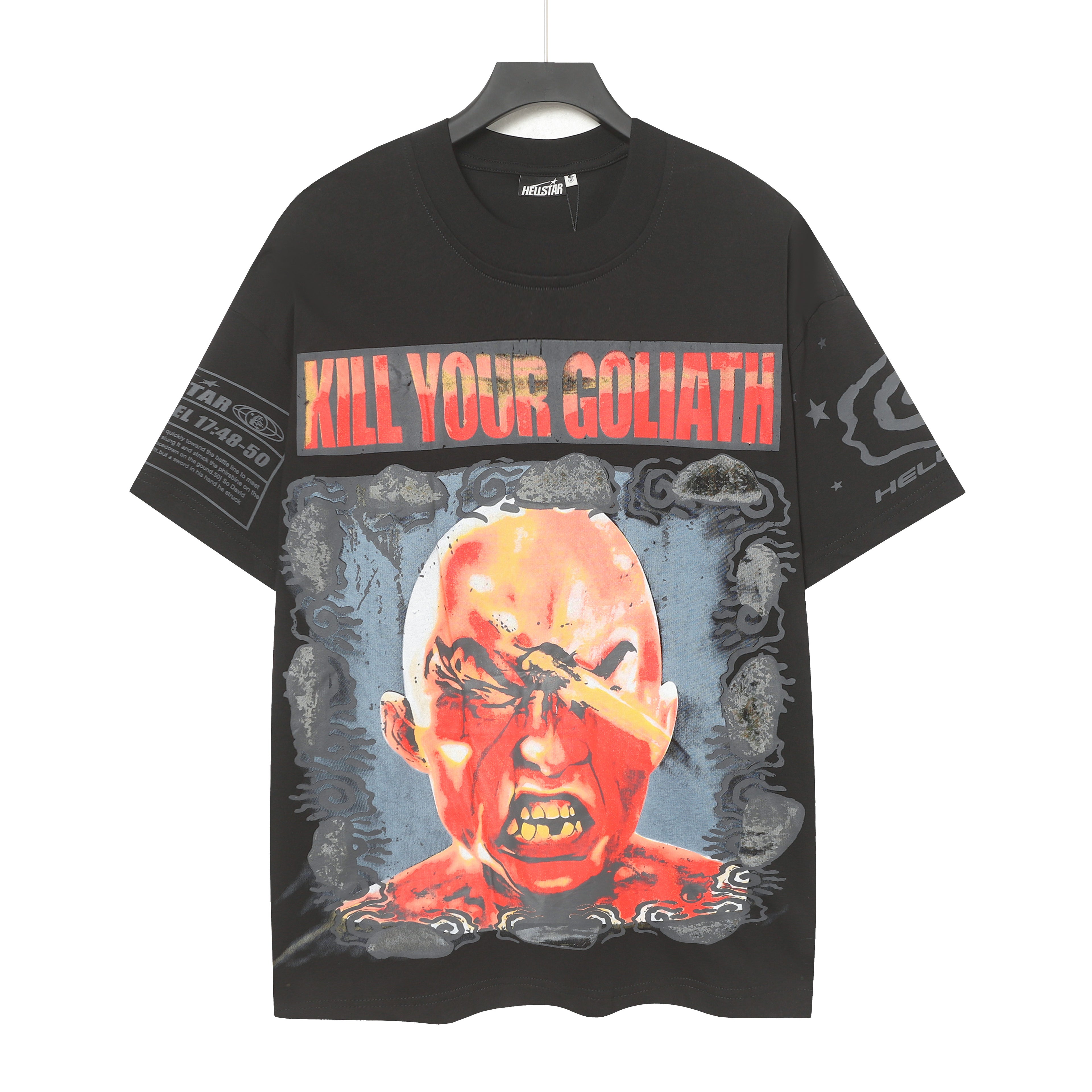 HS8003Hellstar Powered By The Star Retro Print T‑Shirt