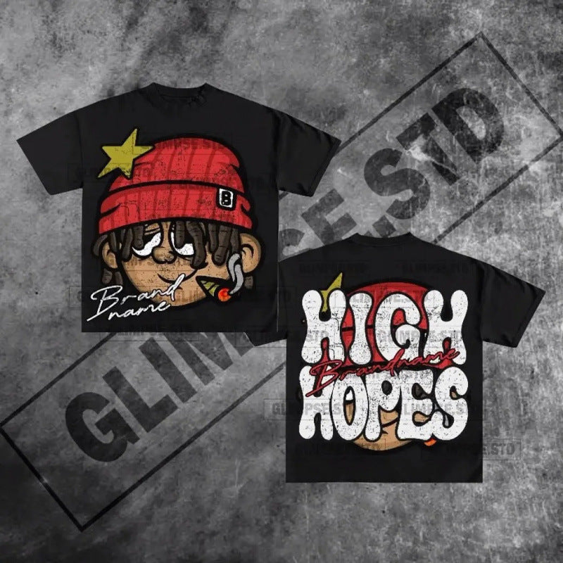 Y2K Streetwear High Printed Star Pictures T shirts