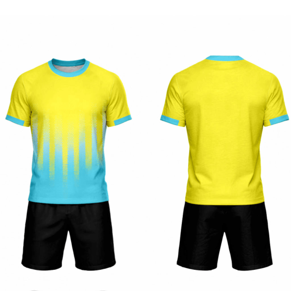 SW58002 Yellow sets Men's Tracksuit Set Short Sleeve Top with Sports Running Shorts