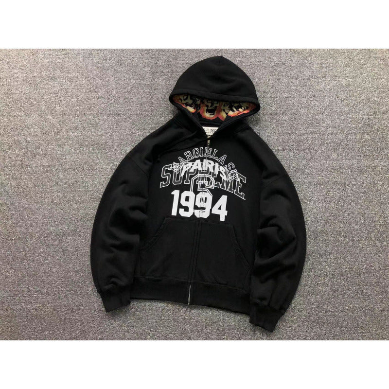 Sup Box Logo Zip Up Hoodie, Heavyweight Fleece Unisex Street Jacket