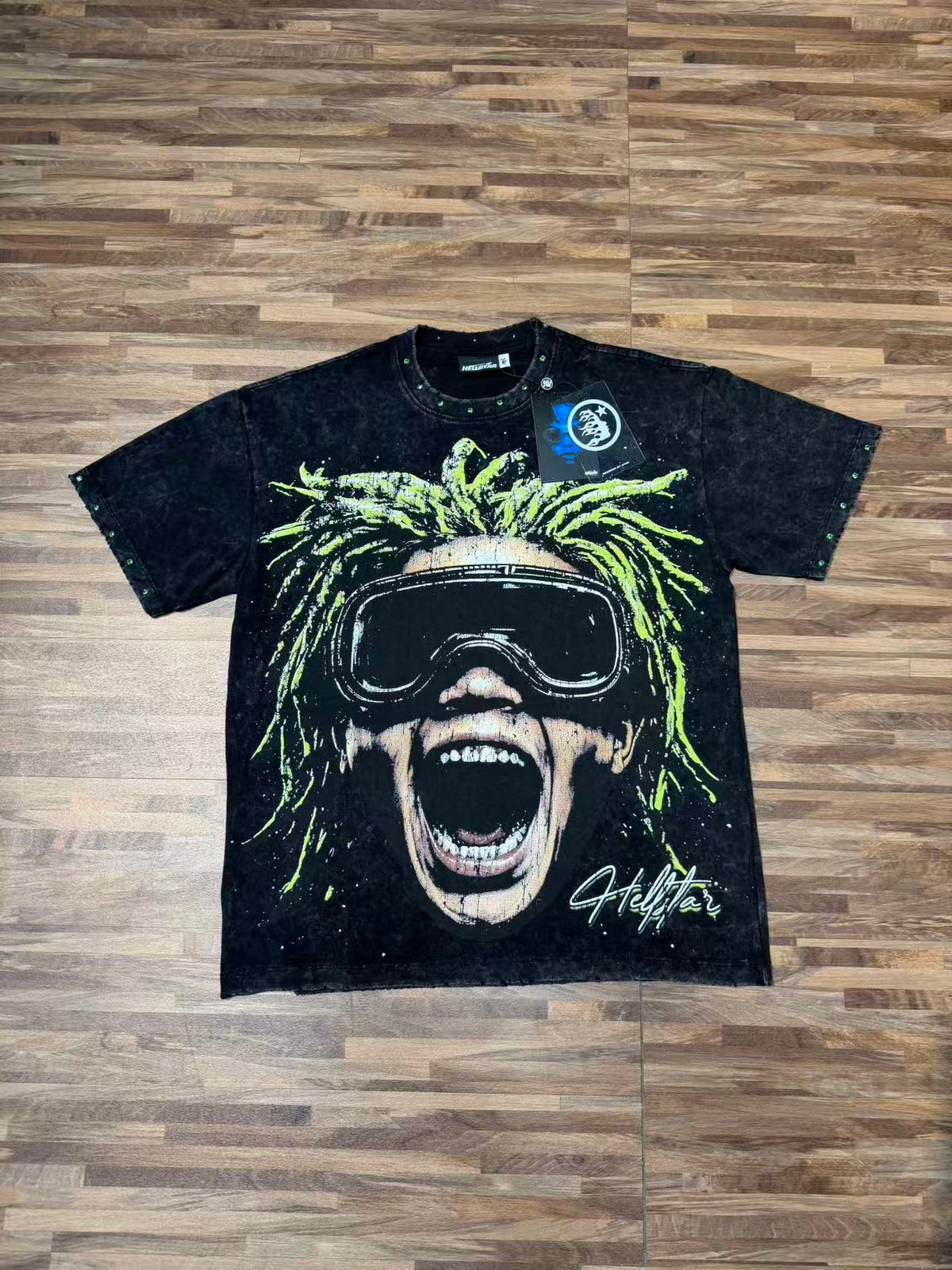 HS8019 Hellstar Abstract Flame Graphic Heavyweight T‑Shirt